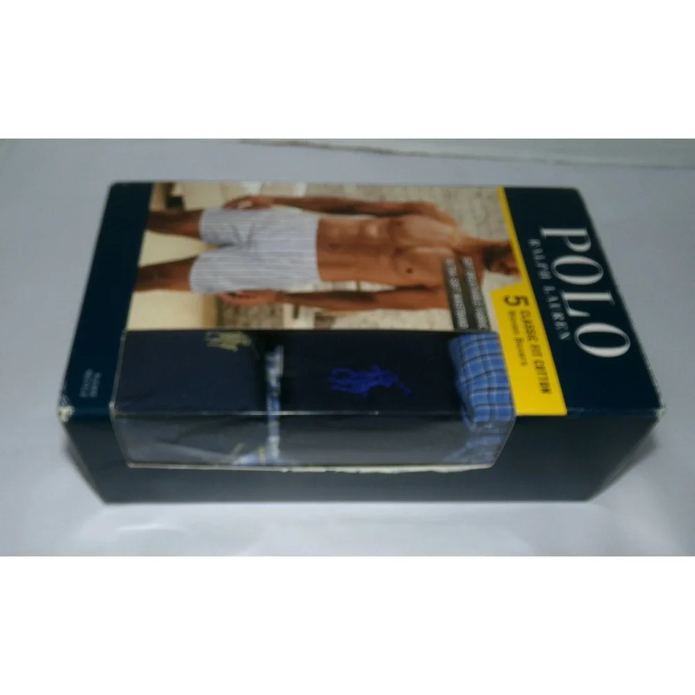 Polo Ralph Lauren Mens 5 Pack Classic Fit Cotton Woven Boxers Navy Plaid Small